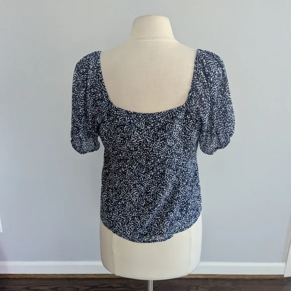 Women's Madewell Blouse Bengali Blue White Blouse 8 Peasant - Picture 6 of 7